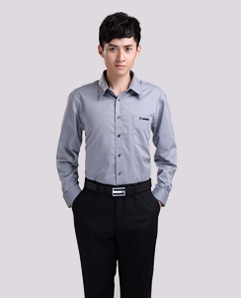 物業定制深灰長袖純棉襯衫