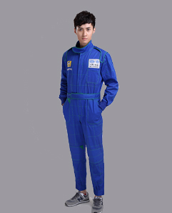 藍色長袖汽修工作服套裝-夏季工程服