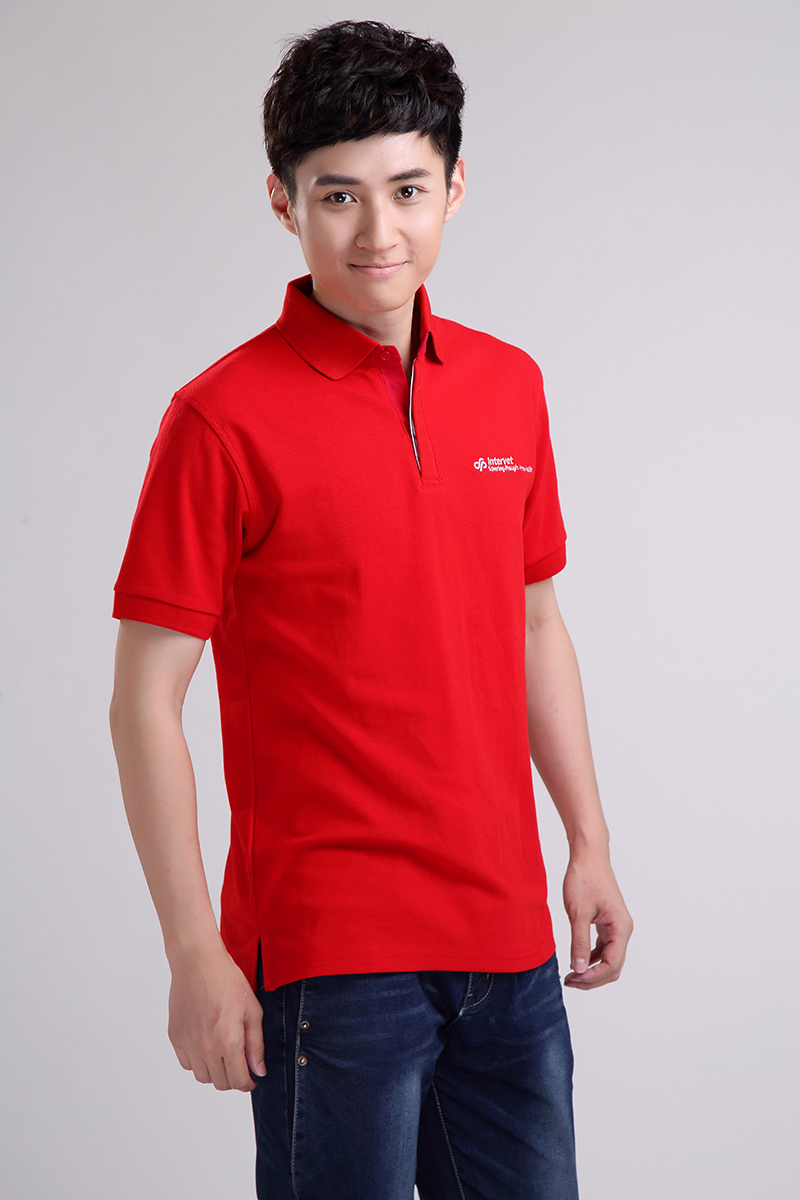 intervet定制男士紅色翻領短袖T恤