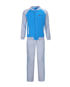 男女同款藍灰色拼接運動服