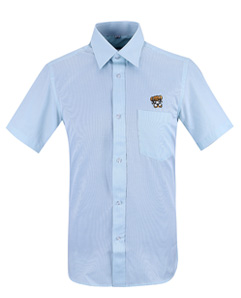 藍色條紋短袖襯衫