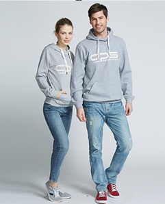 灰色男款套頭絨衣帽衫運動服 北京工作服定制