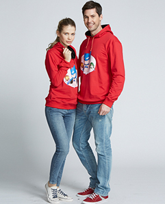 紅色套頭帽衫絨衣運動服