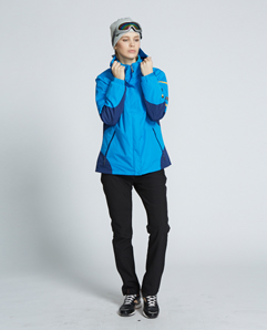 藍色女式登山沖鋒衣保暖沖鋒衣
