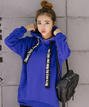 加絨加厚連帽衛衣女士韓版女裝新款寬松純色中長款潮學生