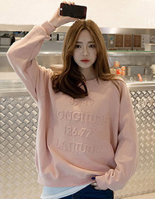 韓版時髦百搭衛衣寬松長袖衛衣外套 親身凸版印花衛衣