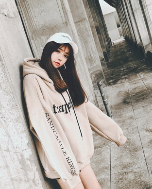 韓版寬松連帽衛衣周身印花衛衣外套 全棉加絨加厚