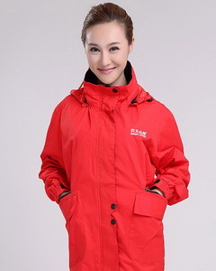 大紅色脫卸帽女式沖鋒衣