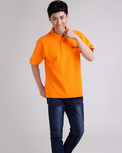 橙色翻領短袖夏季定制廣告衫