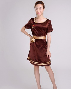 深咖色圓領連衣裙式星優樂促銷服訂做