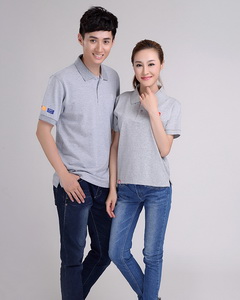 中灰色短袖翻領男女T恤廣告衫