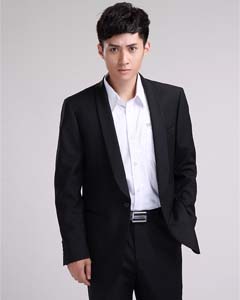 黑色青果領男士時尚職業裝套裝