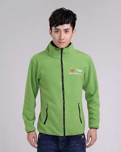 萬里行綠色連帽長袖開衫拉鏈衛衣