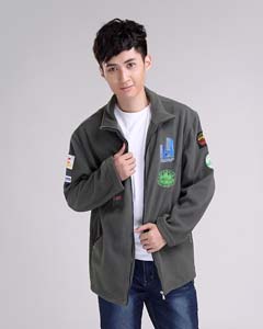 開衫拉鏈多處繡花衛衣外套