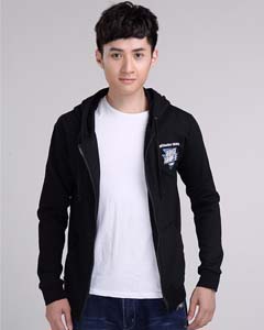 ”超級減肥王“黑色連帽長袖開衫男衛衣